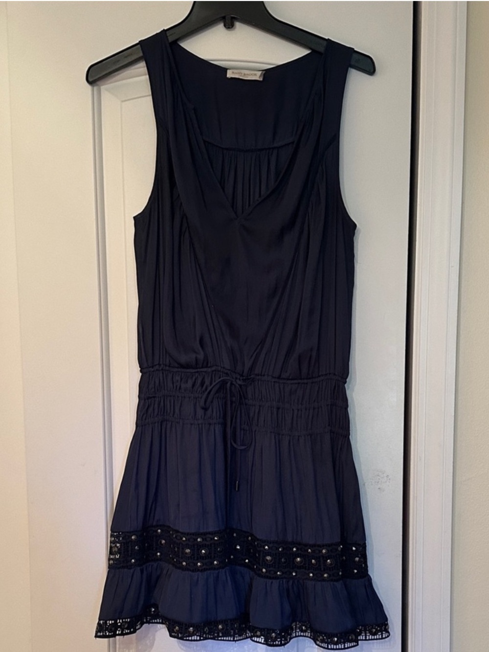 Ramy Brook Navy Sleeveless Mini Dress with Eyelet Trim